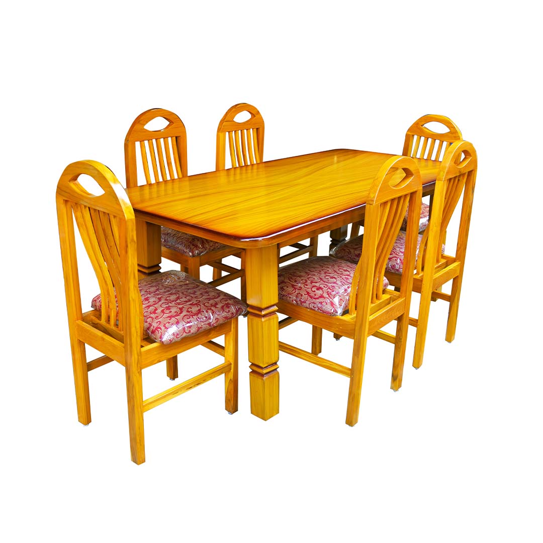 Wooden Dining Table 6 Chairs - Left View