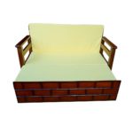 Teakwood Sofa Cum Bed - Top View with cushion