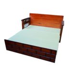 Teakwood Sofa Cum Bed - Top View with cushion - Bed Mode Right Side