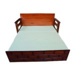Teakwood Sofa Cum Bed - Top View with cushion - Bed Mode Top Side