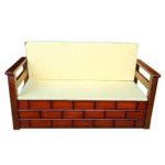 Teakwood Sofa Cum Bed - Top View with cushion - front Sofa with cushion
