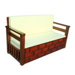 Teakwood Sofa Cum Bed - Top View with cushion - left Sofa with cushion