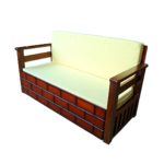 Teakwood Sofa Cum Bed - Top View with cushion - right Shofa with cushion