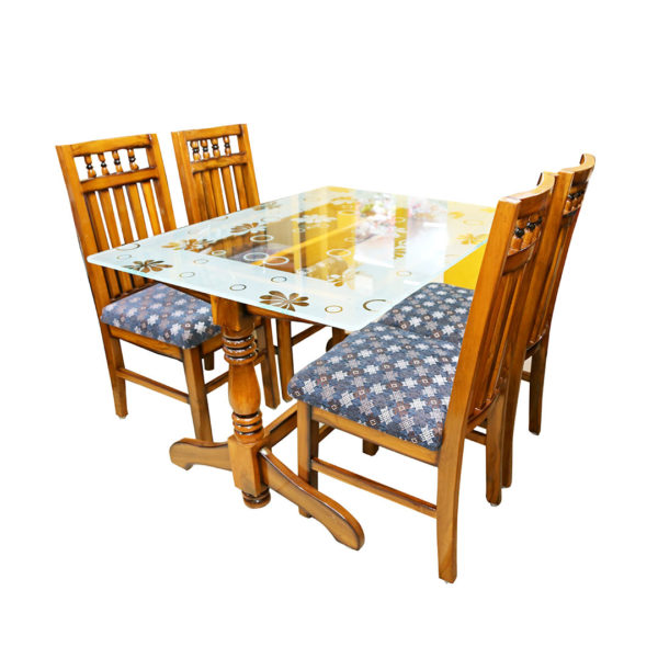 Glass Dinning Table with chair -Side View