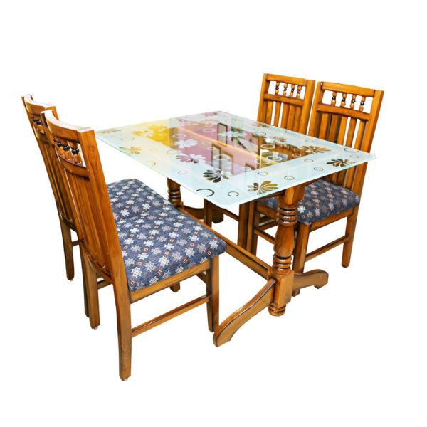Glass Dinning Table with chair - Top Right View