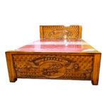 Grand Nigerian Teakwood Cot - Front View with Bed