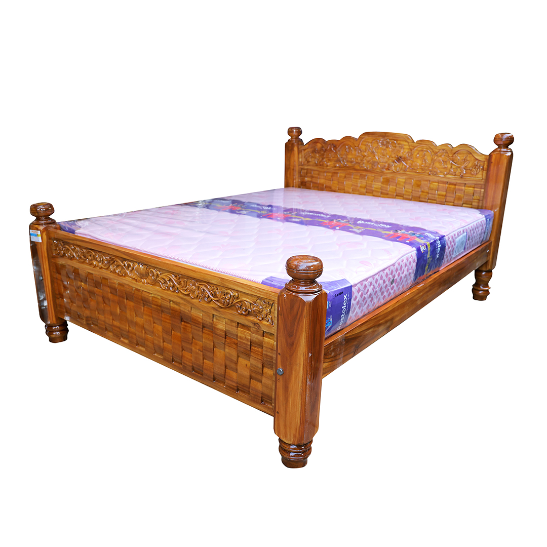DRM WOODEN COT with Mattress Sideview