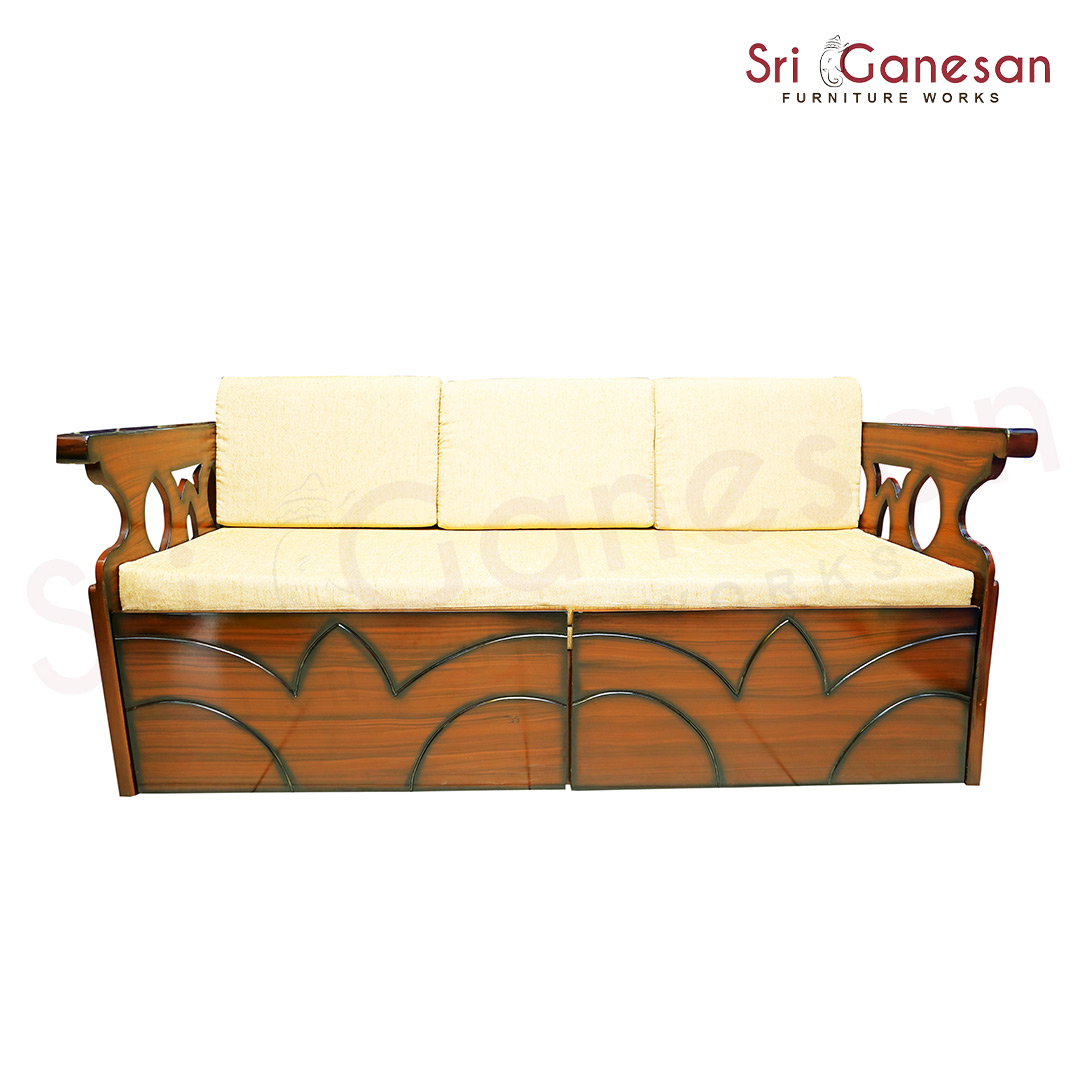 SGF Sofa Cum Bed with Walnut Finishing-Front