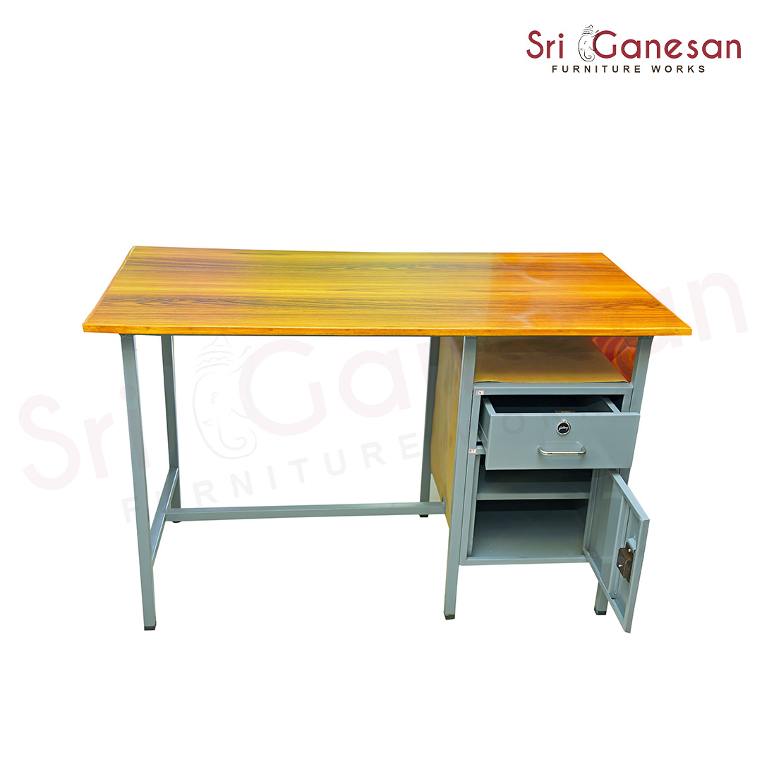 Steel Plywood Office Table Front View