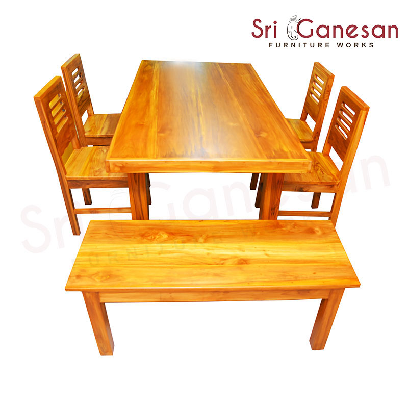 Six Seater Nigerian Teakwood Dining Table Side View